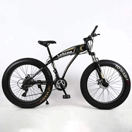 QZ Fat Tyre Mountain Bike QZ Fat Tire Adult Mountain Bike, High-Carbon Steel Frame Cruiser Bikes, Beach Snowmobile Mens Bicycle, Double Disc Brake 24 Inch Wheels (Color : Black, Size : 24 speed)