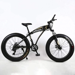 QZ Fat Tyre Mountain Bike QZ Fat Tire Adult Mountain Bike, Lightweight High-Carbon Steel Frame Cruiser Bikes Beach Snowmobile Mens Bicycle Double Disc Brake 26 Inch Wheels (Color : Black, Size : 21 speed)