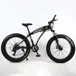 QZ Fat Tyre Mountain Bike QZ Fat Tire Adult Mountain Bike, Lightweight High-Carbon Steel Frame Cruiser Bikes Beach Snowmobile Mens Bicycle Double Disc Brake 26 Inch Wheels (Color : Black, Size : 24 speed)