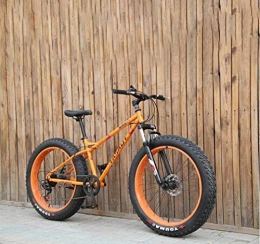 QZ Fat Tyre Mountain Bike QZ Fat Tire Mens Mountain Bike, Double Disc Brake / Cruiser Bikes, Beach Snowmobile Bicycle, 26 inch Aluminum Alloy Wheels (Color : Orange, Size : 24 speed)