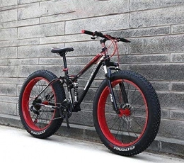 QZ Fat Tyre Mountain Bike QZ Fat Tire Mountain Bike for Adults, High Carbon Steel Frame, Hardtail Dual Suspension Frame, Double Disc Brake, 4.0 Inch Tire (Color : A, Size : 24 inch 27 speed)