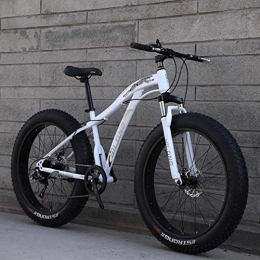 QZ Bike QZ Fat Tire Mountain Bike Mens, 26 Inch Adult Snow Bike, Double Disc Brake Cruiser Bikes, Beach Bicycle, 4.0 Wide Wheels (Color : White, Size : 27 speed)