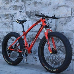 QZ Fat Tyre Mountain Bike QZ Fat Tire Mountain Bike Mens, Beach Bike, Double Disc Brake 20 Inch Cruiser Bikes, 4.0 wide Wheels, Adult Snow Bicycl 24speed (Color : Red, Size : 27speed)