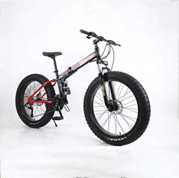 QZ Fat Tyre Mountain Bike QZ Folding Fat Tire Mens Mountain Bike, 17-Inch Double Disc Brake / High-Carbon Steel Frame Bikes, 7 Speed, Snowmobile Bicycle 24 inch Wheel (Color : D)