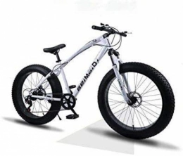 QZ Fat Tyre Mountain Bike QZ Hardtail Mountain Bikes, Dual Disc Brake Fat Tire Cruiser Bike, High-Carbon Steel Frame, Adjustable Seat Bicycle 26 inch 21 speed (Color : White, Size : 26 inch 27 speed)
