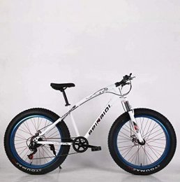 QZ Fat Tyre Mountain Bike QZ Mens Adult Fat Tire Mountain Bike, Double Disc Brake Beach Snow Bicycle, High-Carbon Steel Frame Cruiser Bikes, 26 Inch Wheels (Color : White, Size : 24 speed)
