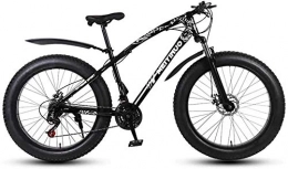QZ Fat Tyre Mountain Bike QZ Mens Adult Fat Tire Mountain Bike, Variable Speed Snow Bikes, Double Disc Brake Beach Bicycle, 26 Inch Wheels Cruiser Bicycles (Color : Black, Size : 24 speed)