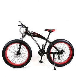 SIER Fat Tyre Mountain Bike SIER 24 inch mountain bike snowmobile wide tire disc shock absorber student bicycle 21 speed gear for 145CM-175cm, Red