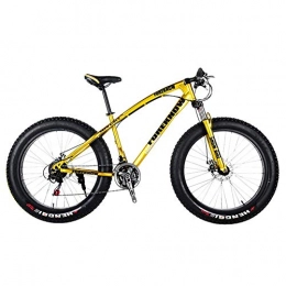 TYSYA Fat Tyre Mountain Bike Snow Bicycles 26 Inches All Terrain Mountain Bike Fat Tire 27 Speed Double Disc Brake Sandy City Bike, Gold