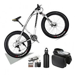 Fat Tyre Mountain Bike Snow Bike 26" Mountain Bikes7 Speed Bicycle, Adult Fat Tire Mountain Trail Bike(Send bicycle gifts), Silver