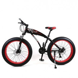 Tbagem-Yjr Fat Tyre Mountain Bike Tbagem-Yjr Snowmobile Mountain Bike, 24 Inch Wheels Road Bicycle Sports Leisure Unisex (Color : Black red, Size : 21 Speed)