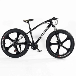DJYD Fat Tyre Mountain Bike Teens Mountain Bikes, 21-Speed 24 Inch Fat Tire Bicycle, High-carbon Steel Frame Hardtail Mountain Bike with Dual Disc Brake, Yellow, 5 Spoke FDWFN (Color : Black)