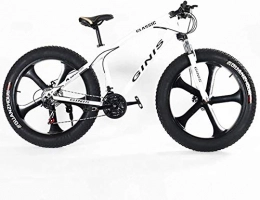 Suge Fat Tyre Mountain Bike Teens Mountain Bikes, 21-Speed 24 Inch Fat Tire Bicycle, Male and Female Students Bicycle, for Outdoor Sports, Exercise (Color : White)
