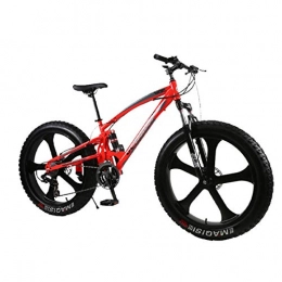 U/A Bike U / A Fixed Gear Bike Mountain Bike Fat Tire Mountain Bike Steel Bike Beach Snowmobile 7-Speed Fat Bike 26 Inch Red
