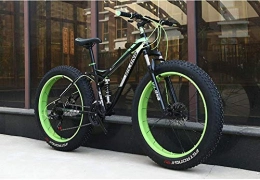 W&HH SHOP Dual-Suspension Mountain Bikes with Dual Disc Brake, All Terrain Anti-Slip Fat Tire Mountain Bicycle MTB, High-carbon Steel Mountain Trail Bike,Green,24 Inch 24 Speed