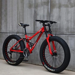 Wking Bike W.KING Mountain Bike Bicycle, High Carbon Steel Frame, Soft Tail Dual Suspension, Mechanical Disc Brake, 24 / 265.1 Inch Fat Tire, Red, 24 inch 24 speed