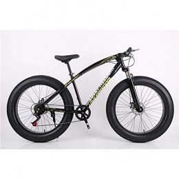 WJH Fat Tyre Mountain Bike WJH 26 Inch Mountain Bikes, High Carbon Steel Frame 26 Inch Variable Speed Double Shock Absorption Bicycle, Black, 7 speed