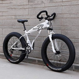 WJH Fat Tyre Mountain Bike WJH Adult Mountain Bikes, Frame Fat Tire Dual-Suspension Mountain Bicycle, High-carbon Steel Frame, All Terrain Mountain Bike, 26" Red, 27 Speed, White, 27speed 24 inches