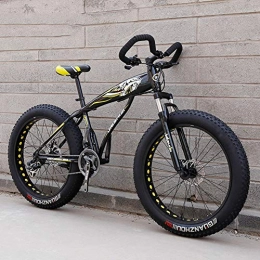 WJH Fat Tyre Mountain Bike WJH Fat Tire Adult Mountain Bike, Double Disc Brake / High-Carbon Steel Frame Cruiser Bikes, Yellow, 24speed 24 inches