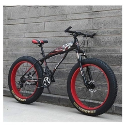 WJSW Fat Tyre Mountain Bike WJSW Adult Mountain Bikes, Boys Girls Fat Tire Mountain Trail Bike, Dual Disc Brake Hardtail Mountain Bike, High-carbon Steel Frame, Bicycle, Red A, 24 Inch 21 Speed