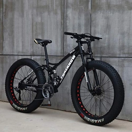 WLKQ Bike WLKQ Adult Mountain Bikes, MTB, Foldable Frame Fat Tire Dual-Suspension Mountain Bicycle, High-carbon Steel Frame, All Terrain Mountain Bike, 26", Black, 27 Speed
