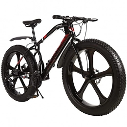 WLWLEO Fat Tyre Mountain Bike WLWLEO 26 inch Mountain Bike for Mens Adults, Beach Snow Fat Tire Bike, Off-Road Bicycle with Suspension Fork, Anti-Slip Sand Bike for Commute Travel Exercise Sport, Black, 27 speed
