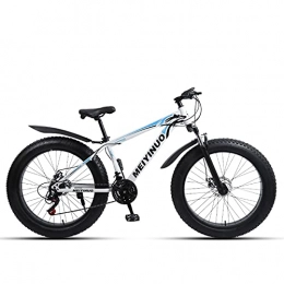 WLWLEO Fat Tyre Mountain Bike WLWLEO 26 Inch Mountain Bike for Mens Fat Tire Beach Snow Bike Hard Tail Mountain Bicycle with Shock-absorbing Front Fork, Double Disc Brake, All Terrain MTB, A, 21 speed