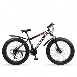WLWLEO Fat Tyre Mountain Bike WLWLEO 26 Inch Mountain Bike for Mens Fat Tire Beach Snow Bike Hard Tail Mountain Bicycle with Shock-absorbing Front Fork, Double Disc Brake, All Terrain MTB, D, 24 speed