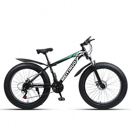 WLWLEO Fat Tyre Mountain Bike WLWLEO 26 Inch Mountain Bike for Mens Fat Tire Beach Snow Bike Hard Tail Mountain Bicycle with Shock-absorbing Front Fork, Double Disc Brake, All Terrain MTB, E, 27 speed