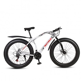 WLWLEO Fat Tyre Mountain Bike WLWLEO Fat Tire Snow Bike - Mens 26 inch Mountain Bike Bicycle 4 inch Wide Tire, Suspension Fork Dual Disc Brakes MTB, Outdoors Sport Cycling, White, 21 speed
