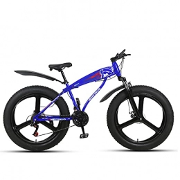 WLWLEO Bike WLWLEO Mens Mountain Bike 26 inch 4.0 Fat Tire Beach Snow Bike High-Carbon Steel Hard Tail Frame, Outdoor Riding Offroad Bicycle with Comfortable Seat, Blue, 24 speed