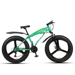 WLWLEO Fat Tyre Mountain Bike WLWLEO Mens Mountain Bike 26 inch 4.0 Fat Tire Beach Snow Bike High-Carbon Steel Hard Tail Frame, Outdoor Riding Offroad Bicycle with Comfortable Seat, Green, 24 speed