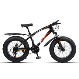 WLWLEO Bike WLWLEO Mountain Bike 20 inch Fat Tire Beach Snow Bike, Carbon Steel Frame, Dual Disc Brakes, Suspension Fork, 21 / 24 / 27 Speed, Outdoor Offroad Bicycle for Teens Students Adults, Orange, 27 speed