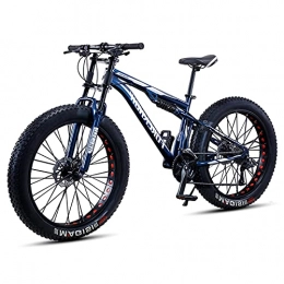WOGQX Fat Tyre Mountain Bike WOGQX 26 Inch 21 / 27 Speed Fat Tire Mountain Bike, Full Suspension Mountain Bike High-Tensile Carbon Steel Frame MTB Dual Disc Brake Mountain Bicycle, 21 Speed