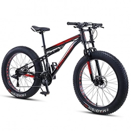 WOGQX Fat Tyre Mountain Bike WOGQX 26-Inch 27 Speed All-Terrain Fat Tire Mountain Bike, High Carbon Steel Frame, Mechanical Dual Disc Brakes, Full Suspension MTB with Height-Adjustable Seat