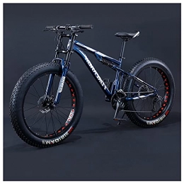 WOGQX Fat Tyre Mountain Bike WOGQX 26 Inch 27 Speed Fat Tire Bike, Mountain Bike with 4 Inch Wide Tire, Full Suspension Fork Dual Disc Brakes MTB, Beach Snow Mountain Bicycle with Adjustable Seat
