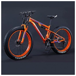 WOGQX Fat Tyre Mountain Bike WOGQX Fat Tire Mountain Bikes, 26 Inch, High Carbon Steel 21 / 27 / 30 Speed Mountain Bicycle, Adult MTB for Beach Snow, with Full Suspension, Dual Disc Brake, 21 Speed