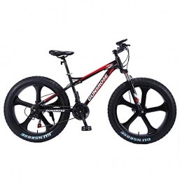 WQY Fat Tyre Mountain Bike WQY 26 Inch Mountain Bike 4.0 Fat Tire Mountain Bicycle Double Disc Brake Bike High Carbon Steel 7 / 21 / 24 / 24 Speed Bike, Red, 7 speed