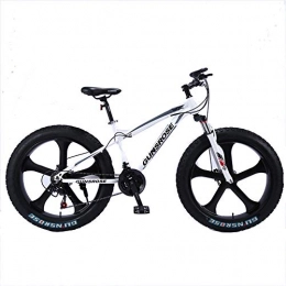 WQY Fat Tyre Mountain Bike WQY 26 Inch Mountain Bike 4.0 Fat Tire Mountain Bicycle Double Disc Brake Bike High Carbon Steel 7 / 21 / 24 / 24 Speed Bike, White, 27 speed