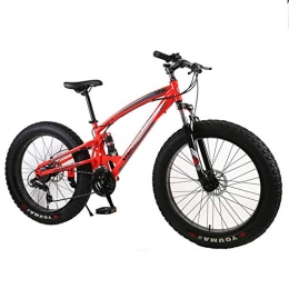 WQY Fat Tyre Mountain Bike WQY 4.0 Fat Bike Mountain Bike 7 / 21 Speed Double Disc Brake Beach Bicycle Snow Bike Light High Carbon Steel 26 Inch Mountain Bicycle, Red, 7 speed