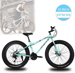 WSJYP Bike WSJYP 26 Inch Fat Tire Hardtail Mountain Bike, 21 / 24 / 27 Speed Dual Suspension Frame and Suspension Fork All Terrain Mountain Bike, 21 speed-Blue