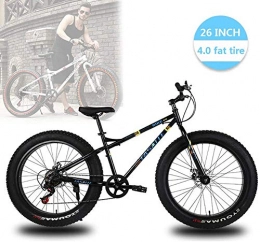 WSJYP Bike WSJYP 26 Inch Fat Tire Hardtail Mountain Bike, 21 / 24 / 27 Speed Dual Suspension Frame and Suspension Fork All Terrain Mountain Bike, 24 speed-Black