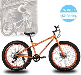 WSJYP Bike WSJYP 26 Inch Fat Tire Hardtail Mountain Bike, 21 / 24 / 27 Speed Dual Suspension Frame and Suspension Fork All Terrain Mountain Bike, 24 speed-Orange