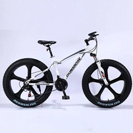 WYN Bike WYN 26 inch mountain bike fat tire mountain bicycle double disc brake bike high carbon steel, 26 inch white, 24 speed