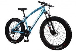 XCBY Fat Tyre Mountain Bike XCBY Mountain Bike, Fat Bicycles - 26 Inch, Dual Disc Brakes, Wide Tires, Adjustable Seats Blue-21Speed