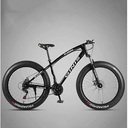 XHJZ Bike XHJZ 26 Inch Mountain Bikes, Dual Disc Brake Fat Tire Mountain Trail Bike, Hardtail Mountain Bike, Adjustable Seat Bicycle, High-carbon Steel Frame, Black, 27 Speed Spoke