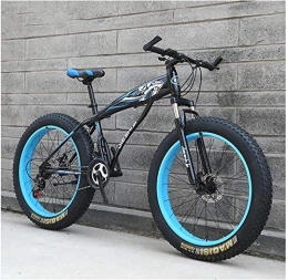 XinQing Fat Tyre Mountain Bike XinQing Bike Adult Mountain Bikes, Boys Girls Fat Tire Mountain Trail Bike, Dual Disc Brake Hardtail Mountain Bike, High-carbon Steel Frame, Bicycle (Color : Blue a, Size : 24 Inch 21 Speed)