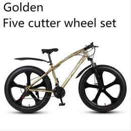 xmb Fat Tyre Mountain Bike xmb Golden five-cutter wheel set Adult off-road bicycles, men and women mountain bikes with full suspension, fat tires high carbon steel suspension youth men and women mountain bikes (27-speed)