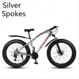 xmb Bike xmb Silver spokes Adult off-road bicycles, men and women mountain bikes with full suspension, fat tires high carbon steel suspension youth men and women mountain bikes (24-speed)