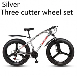 xmb Fat Tyre Mountain Bike xmb Silver three cutter wheel set Adult off-road bicycles, men and women mountain bikes with full suspension, fat tires high carbon steel suspension youth men and women mountain bikes (21-speed)